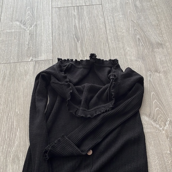 Off- Shoulder Button Mini Bodycon Dress - Picture 5 of 6